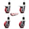 Service Caster 4'' Red Poly Swivel 1-7/8'' Expanding Stem Caster Set 2 Total Lock Brakes, 4PK SCC-EXTTL20S414-PPUB-RED-2-S-2-178 - alternate 4